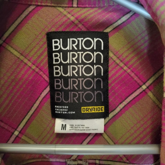 Burton Dryride Blitz Flannel. Snowboarding. Pink and green. Womens M - Picture 5 of 10